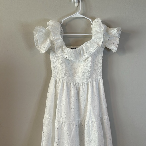 Simplee Off Shoulder Ruffle Trim Schiffy Dress - Picture 2 of 11